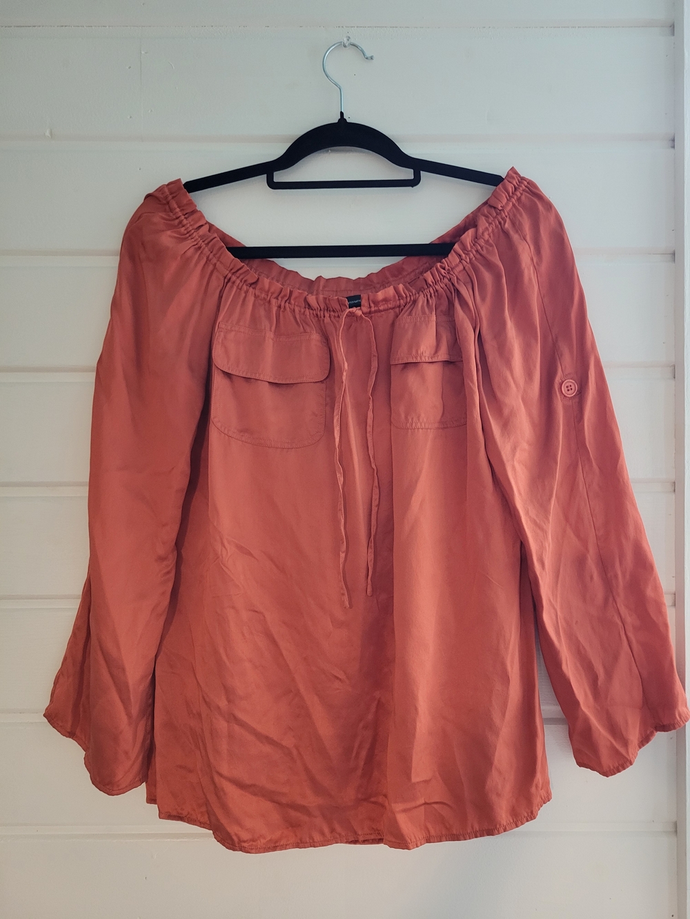 Moda International Burnt Orange Off-Shoulder Tunic Blouse